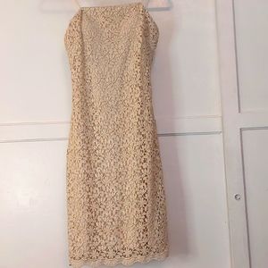 Js Boutique strapless gold lace dress
